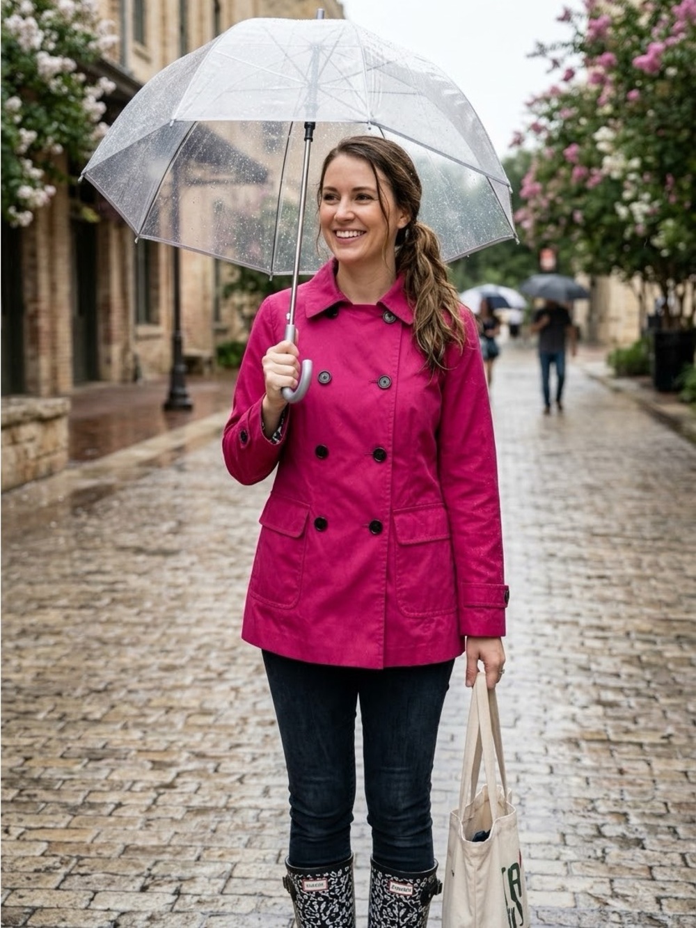 Talbots Double Breasted Pink Trench Pea Coat Classic Style